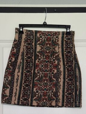 Free People Multicolor Paisley Mini Skirt - Teal, Orange, Cream